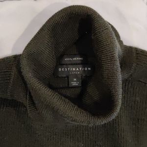JCrew M Olive 100% Merino Turtleneck Sweater